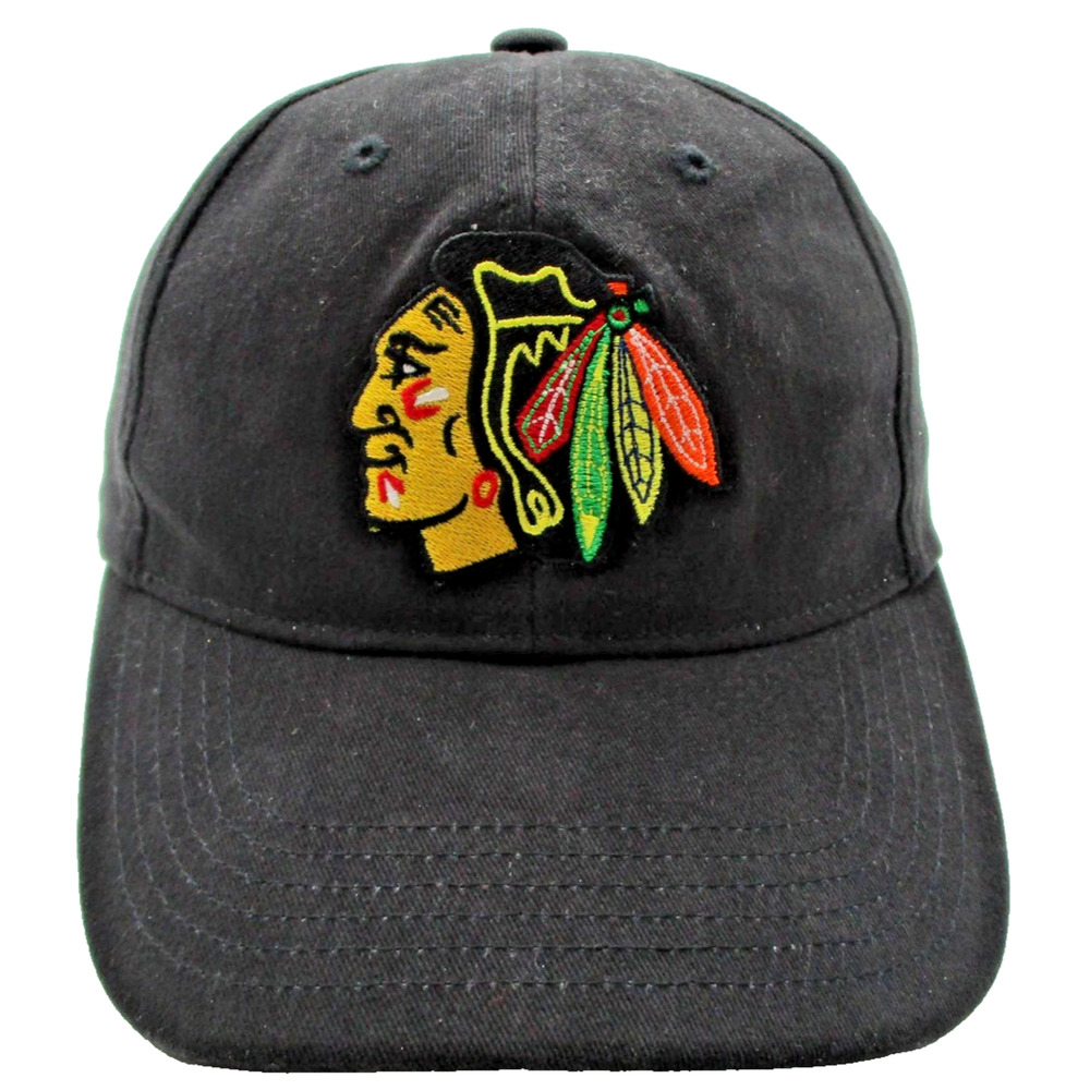 Chicago Blackhawks Hat Cap Strap Back One Size Black NHL Hockey Fan Favorite